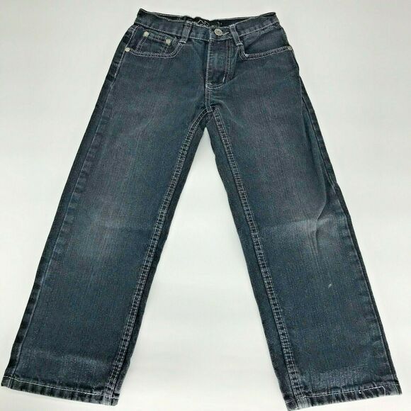 Jean Station Boys Jeans Straight Leg Dark Wash Sz 7 - Picture 1 of 6